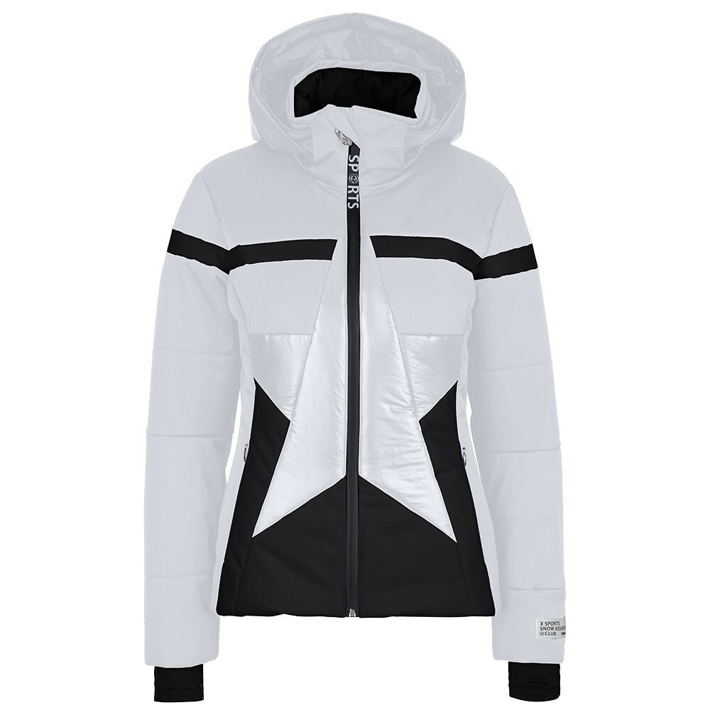 Sportalm Xalim Insulated Ski Jacket Coat White Yushan Hooded Women 8 NEW $1295
